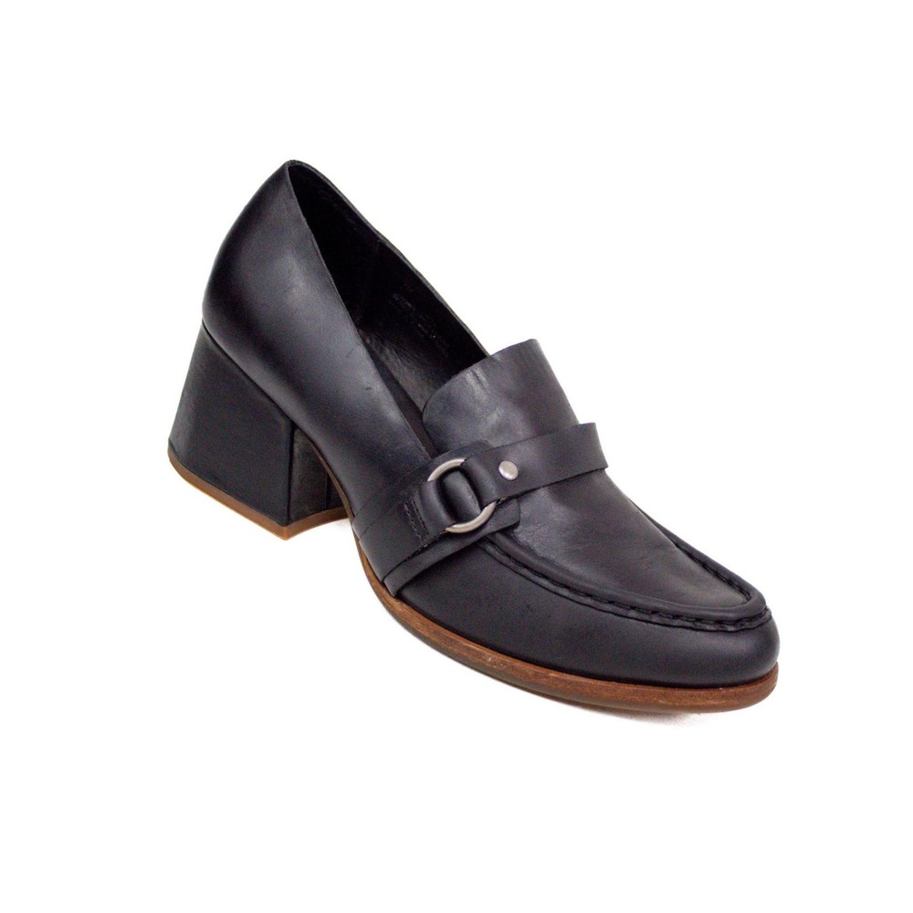 Kork-Ease Aki Black Leather Shoes Slip-On, 3" Heels Women's Size 7- Business